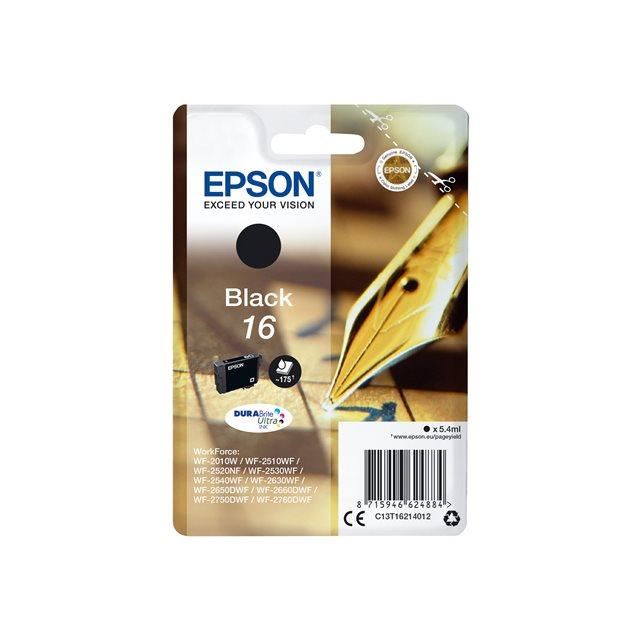 Epson D'origine Epson WorkForce WF-2650 DWF cartouche d'encre (16 / C 13 T 16214022) noir, 175 pages, 5,66 centimes par page, contenu: 5 ml
