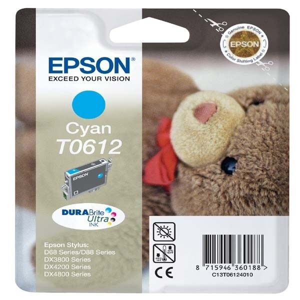 Epson T0612 Ourson Cartouche Dencre Originale Durabrite Ultra C13t06124010 Cyan