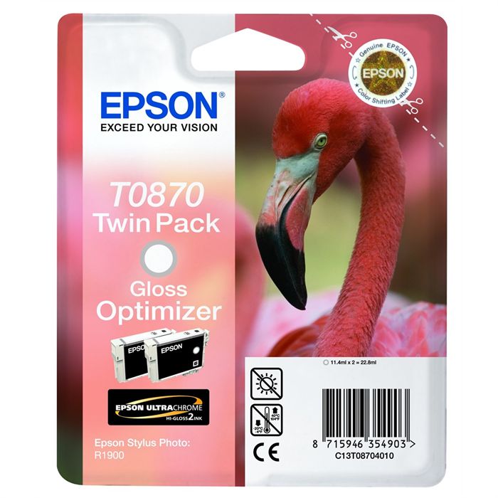 Epson Encre T0870 Glossy Optimizer Stylus R1900 Twin Pack