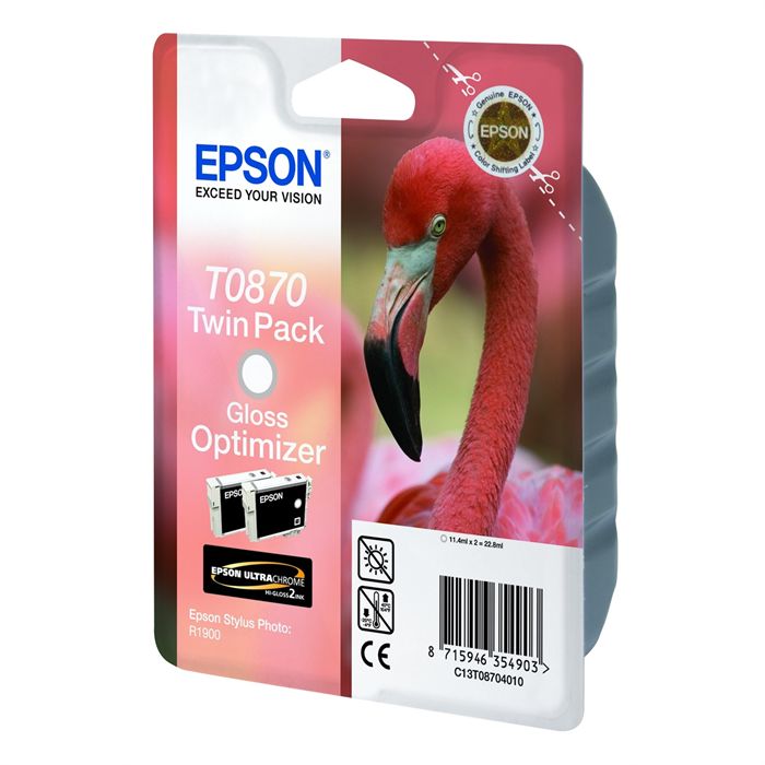 Epson Encre T0870 Glossy Optimizer Stylus R1900 Twin Pack