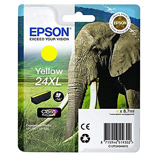 Epson D'origine Epson Expression Photo XP-750 cartouche d'encre (24XL / C 13 T 24344012) jaune, 500 pages, 2,81 centimes par page, contenu: 8 ml