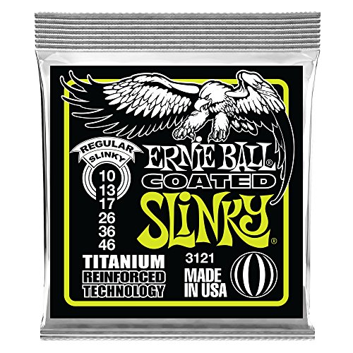 Ernie Ball Ep03121 Cordes Guitare Electrique Titanium Coated Regular 10-46