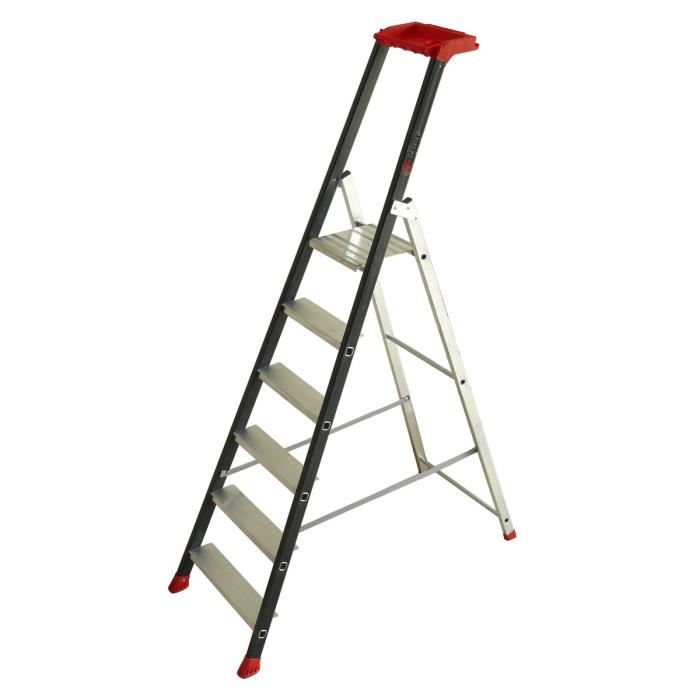Escabeau Professionnel - Escalux - Prolux Plus - 6 Marches Antiderapantes - Plateforme En Aluminium