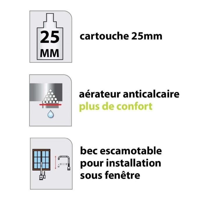Essebagno Robinet Mitigeur De Cuisine Magic A Douchette Extractible Mitigeur Escamotable 2 Trous