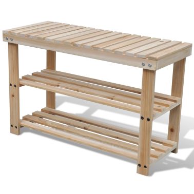 Vidaxl Etagere A Chaussures 2 En 1 Et Dessus Banc Bois De Sapin Massif