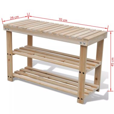 Vidaxl Etagere A Chaussures 2 En 1 Et Dessus Banc Bois De Sapin Massif