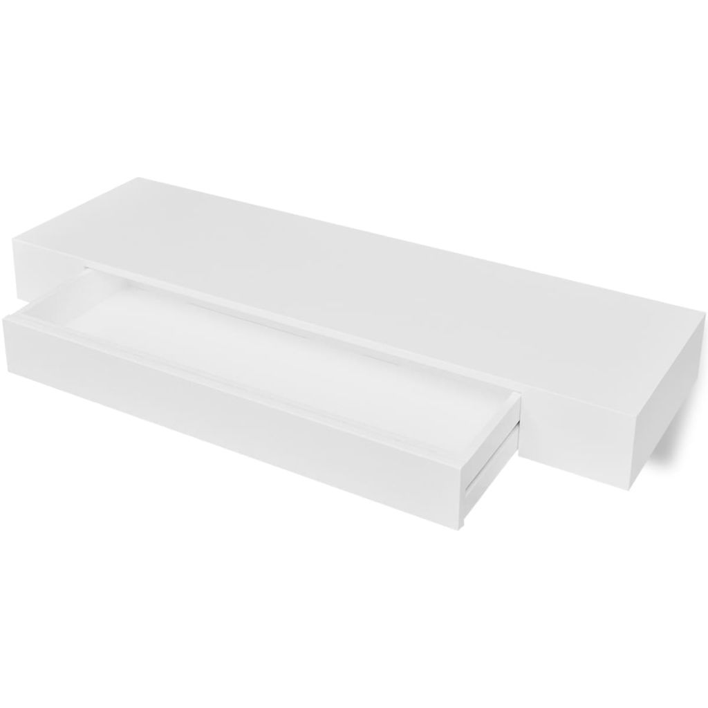vidaXL Etagere murale en MDF Blanc avec 1 tiroir pour DVDLivres