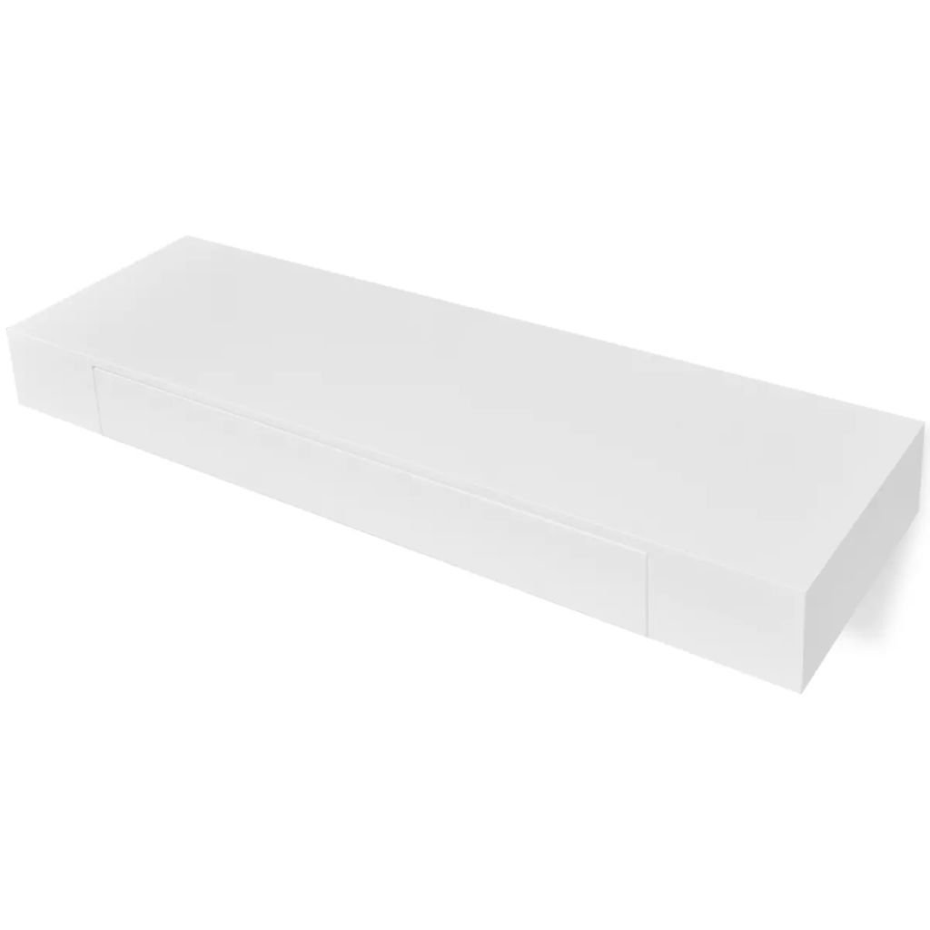 Vidaxl Etagere Murale Avec 1 Tiroir Mdf Blanc Rangement De Livresdvd 242188