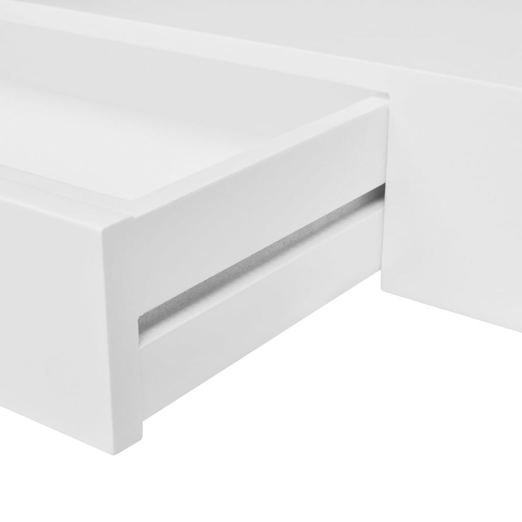 Vidaxl Etagere Murale Avec 1 Tiroir Mdf Blanc Rangement De Livresdvd 242188