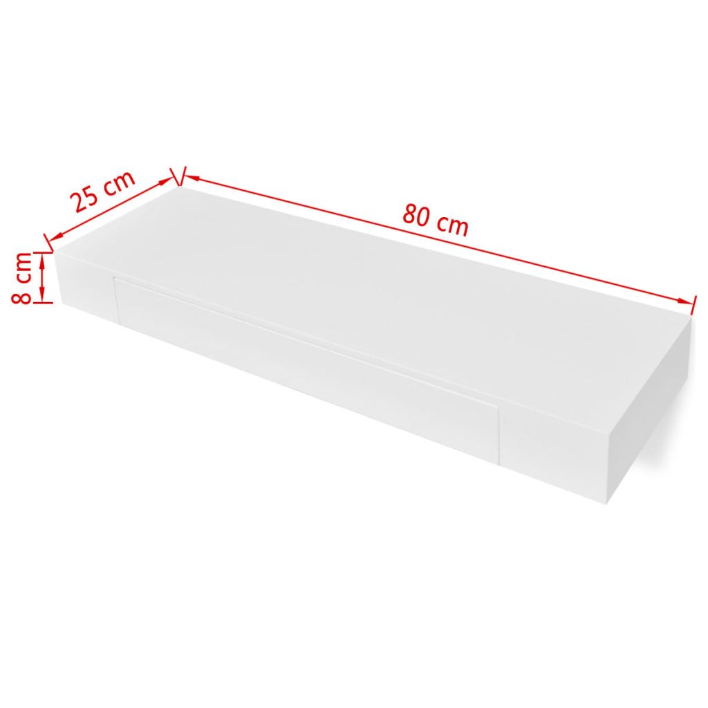 Vidaxl Etagere Murale Avec 1 Tiroir Mdf Blanc Rangement De Livresdvd 242188