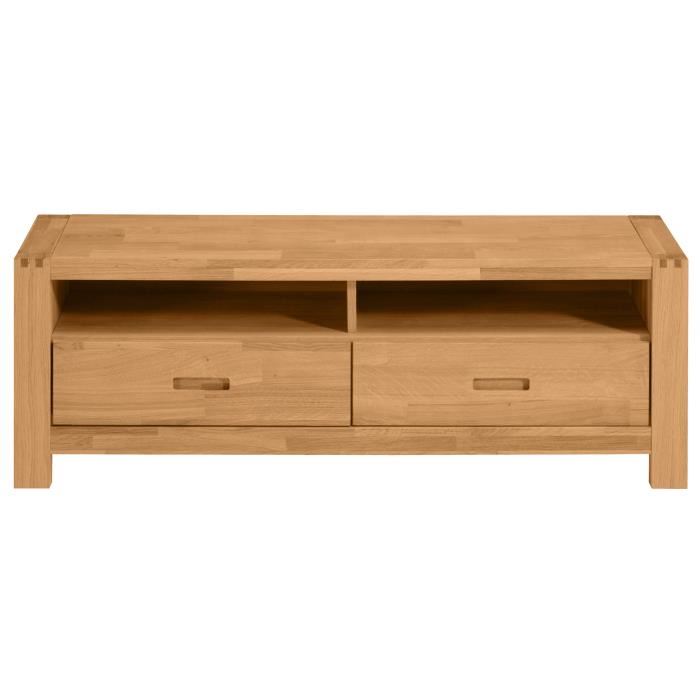 Ethan Meuble Tv Contemporain Placage Chene Huile Dore L 130 Cm