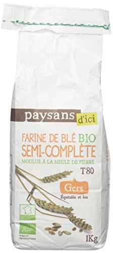 Paysans D Ici Farine De Ble Semi Complete T80 Bio - 1kg