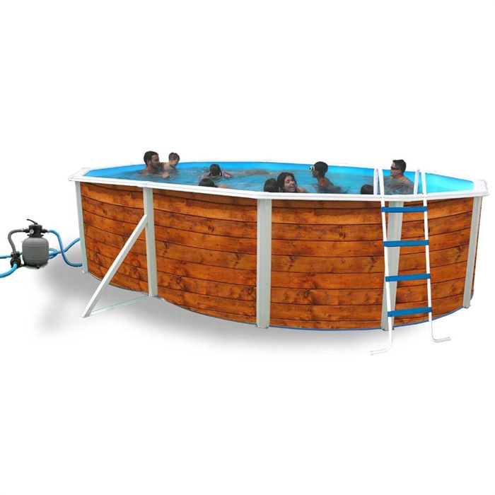 Etnica Piscine Hors Sol En Acier Ovale 550 X 366 X 120 (kit Complet Piscine Filtre Skimmer Et Echelle)