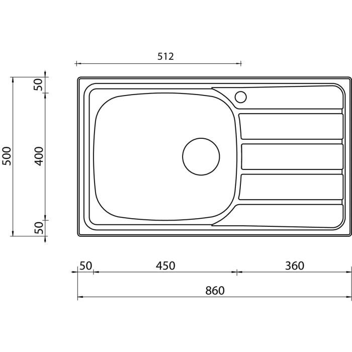 Scd Evier 1 Grand Bac, 1 Petit Egouttoir Rock Inox Ministructure