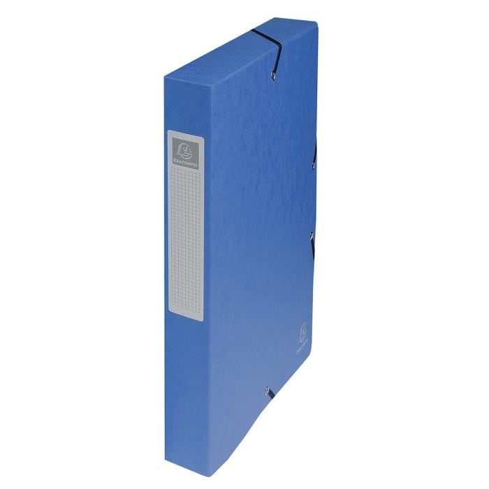EXACOMPTA - Boite de classement a elastique - Dos 40mm - 24 x 32 - Carte lustree F.S.C 7/10eme - Couleur bleue