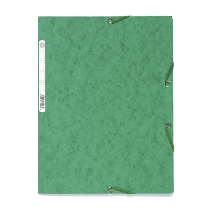 Exacompta Chemise A Elastique 3 Rabats 24 X 32 Carte Lustree 390g Vert