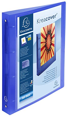 Exacompta Classeur 4 Anneaux 30mm Polypropylene Chromaline 10/10e Krea Cover - A4 Maxi - Lot De 12