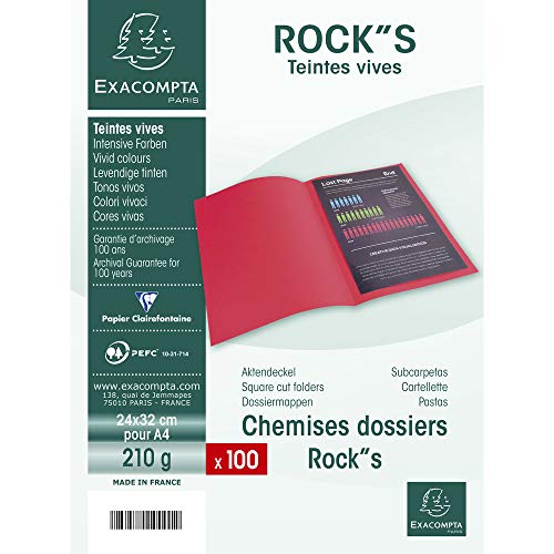 Chemise Exacompta Rocks 220 - Carte 210 G - Format 24x32 Cm - Paquet De 100