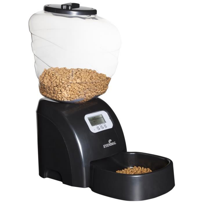 Eyenimal Distributeur Automatique 5 Kg De Croquettes 45x20x47 Cm Noir Pour Chat Et Petit Chien