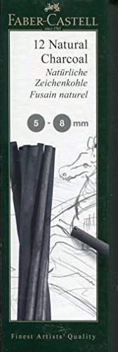 Faber-castell Pitt Natural Charcoal Crayon Charbon Non Permanent Noir Profond 5-8 Mm Pack De 12