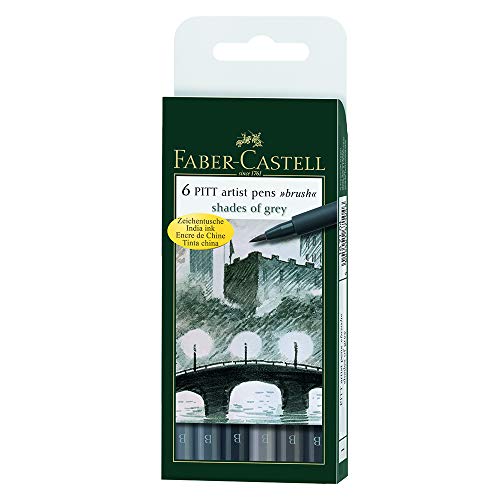 Faber Castell Etui 6 Feutres Pitt Nuances Gris