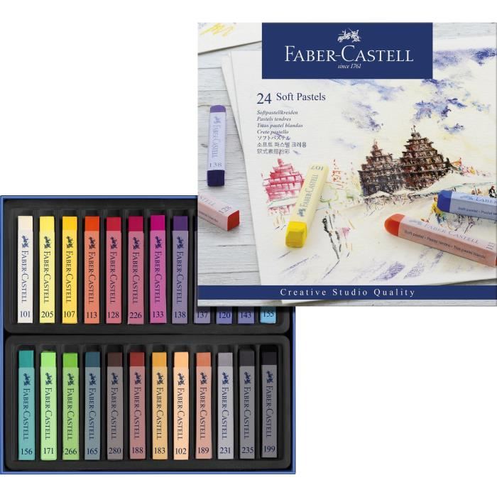 FABER CASTELL Boite 24 Pastels Carres Tendres