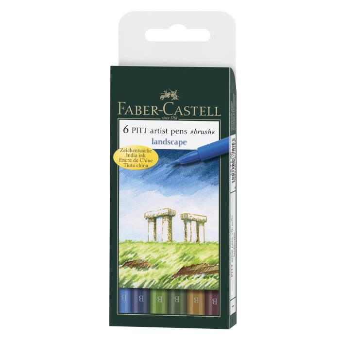 Faber Castell Etui 6 Feutres Pitt Couleurs Paysage