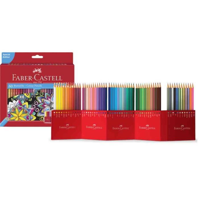 Faber Castell Etui De 60 Crayons De Couleur Chateau Accordeon Coloris Assortis