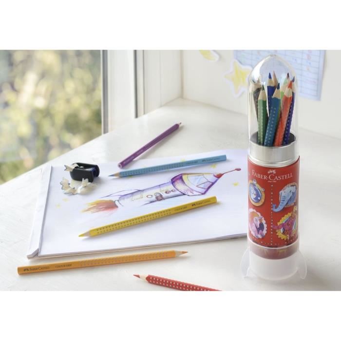 FABER CASTELL Set Crayons de couleur Colour Grip Fusee Peindre et Dessiner Coloris assortis