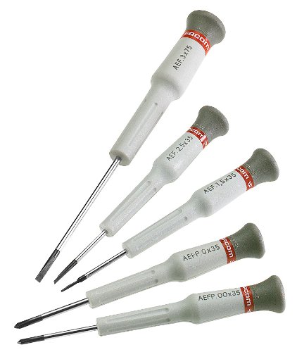Jeu De 5 Tournevis De Precision - Facom - Mt.j5pg - Tournevis Specialise - Tete Pivotante - Fente Et Phillips®