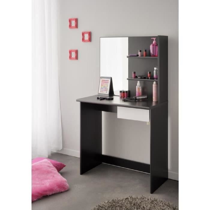 Coiffeuse Avec Miroir Coloris Noir Et Blanc