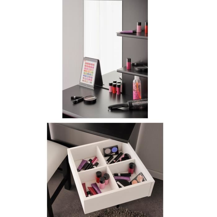 Coiffeuse Avec Miroir Coloris Noir Et Blanc