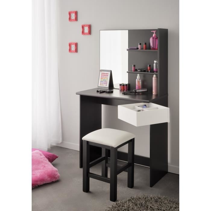 Coiffeuse Avec Miroir Coloris Noir Et Blanc