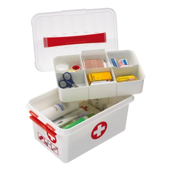 Boite De Rangement A Pharmacie Fast Q Line 6 Litres Blanc Et Rouge