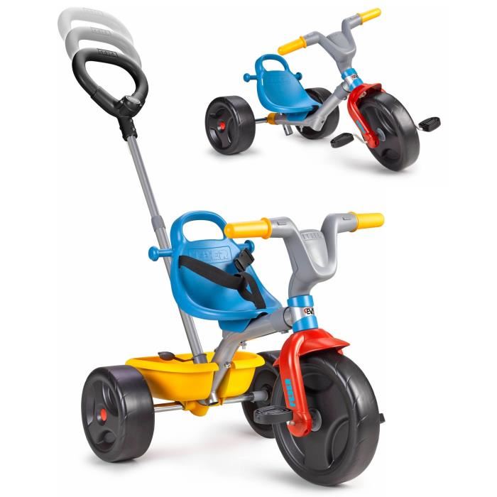 Tricycle Evolutif Feber - Jaune Et Bleu - Pour Bebe De 18 Mois A 5 Ans - Evo Trike 3x1 Go!