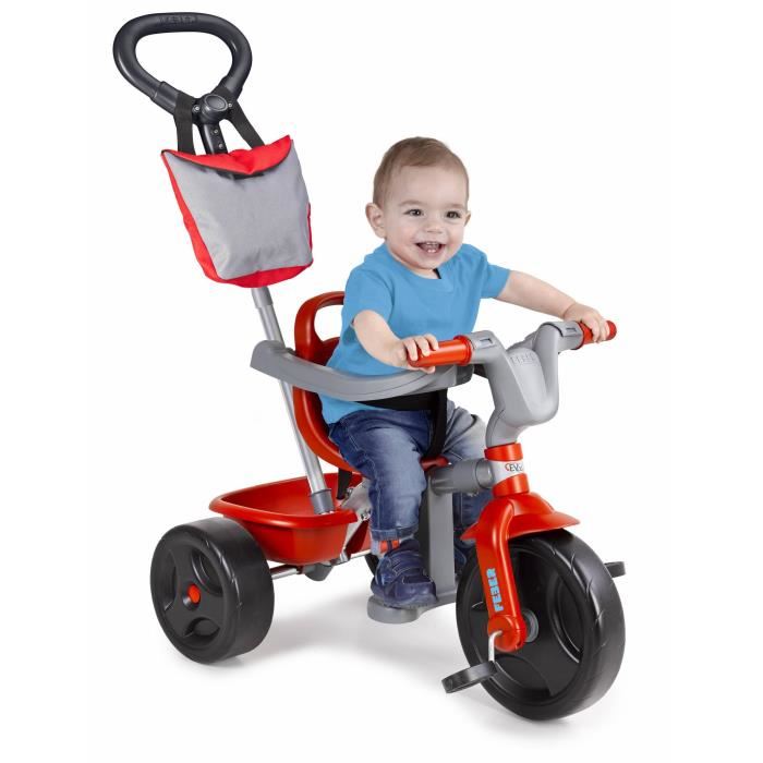 Tricycle Evolutif 3 En 1 - Feber - Rouge - Canne Parentale Reglable - Mixte - 12 A 36 Mois