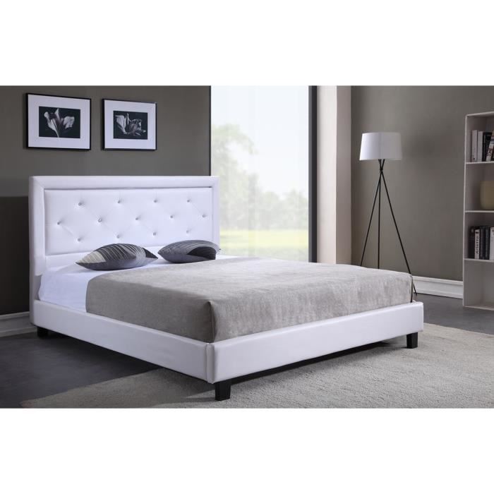 Lit A Led Baita Gamme Filip Simili Blanc 140 X 190 Sommier Inclus