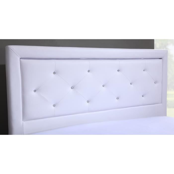 Lit A Led Baita Gamme Filip Simili Blanc 140 X 190 Sommier Inclus