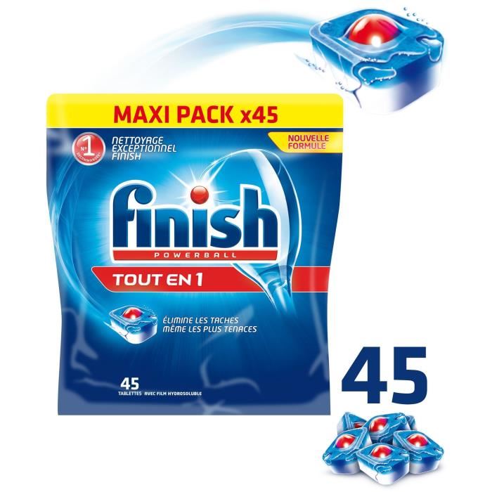 Finish Lot De 45 Tablettes Pour Lave Vaisselle Tout En 1 Regular - 750 G
