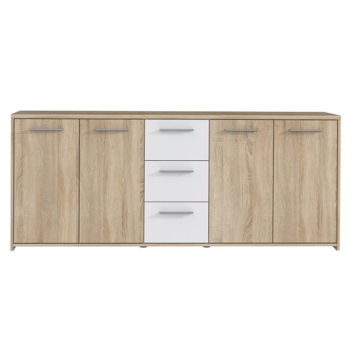 FINLANDEK Buffet bas PILVI contemporain - Decor chene sonoma et blanc mat - L 179 cm