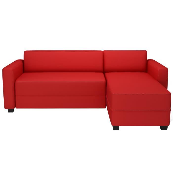 Finlandek Canape Dangle Reversible Convertible Kulma 3 Places Tissu Rouge Contemporain L 208 X P 147 Cm
