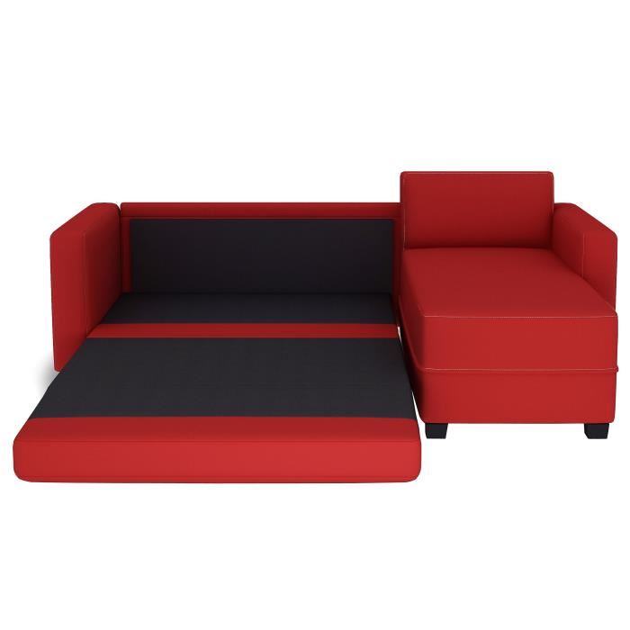 Finlandek Canape Dangle Reversible Convertible Kulma 3 Places Tissu Rouge Contemporain L 208 X P 147 Cm