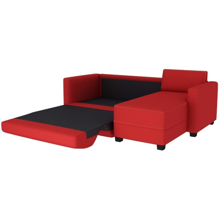 Finlandek Canape Dangle Reversible Convertible Kulma 3 Places Tissu Rouge Contemporain L 208 X P 147 Cm