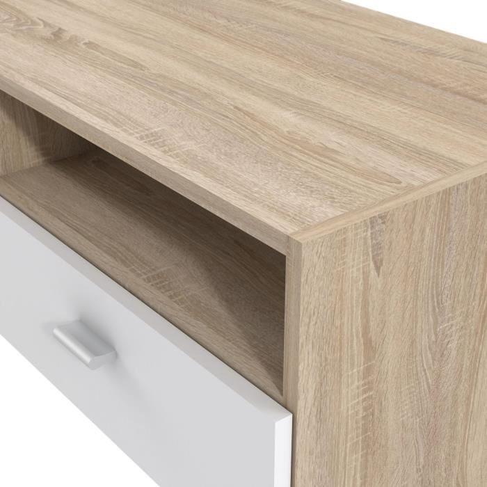 Meuble Tv Pilvi Blanc Mat Et Chene Contemporain L 95 X P 36 X H 345 Cm