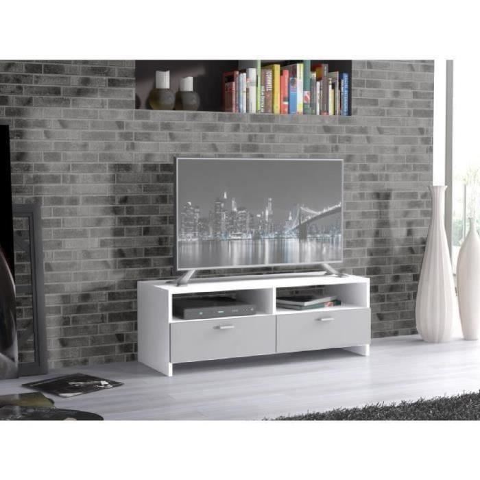 Meuble Tv Pilvi Blanc Et Gris Mat Contemporain L 95 X P 36 X H 345 Cm