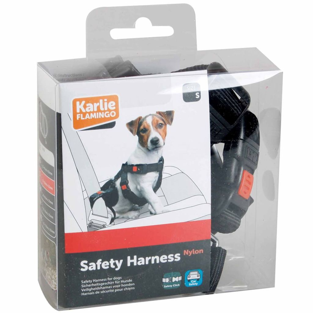 Harnais et laisse de securite voiture pour chien Tailles : S