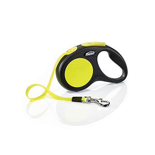 Laisse New Neon S Tape 5 M Flexi Cl11t5 251 S Neoge Noirjaune Pour Chiens Jusqua 15 Kg
