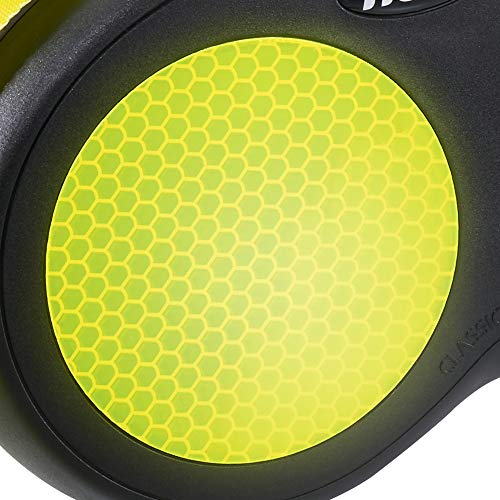 Laisse New Neon S Tape 5 M - Flexi - Cl11t5-251-s-neoge - Noir/jaune - Pour Chiens Jusqu'a 15 Kg
