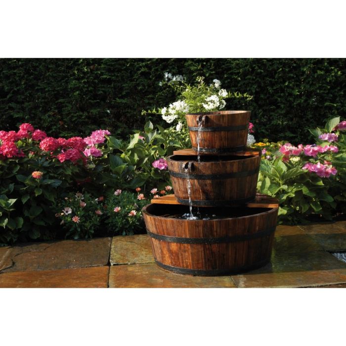 Ubbink Fontaine A Cascade De Jardin En Forme De 3 Barils Bois 401356