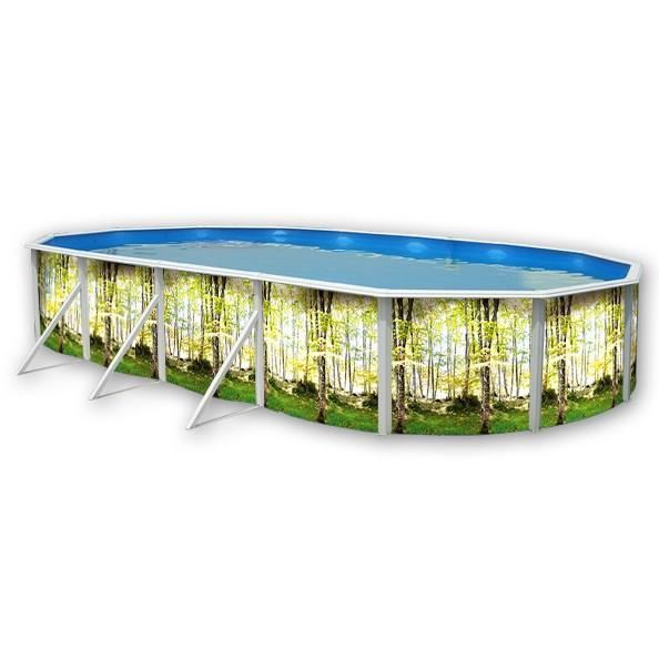 Foret Piscine Hors Sol Ovale En Acier 730 X 366 X 120 Cm Kit Complet Piscine Filtre Skimmer Et Echelle